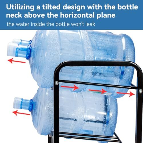 5 Gallon Water Bottle Holder, 3Tier Water Cooler Jug Rack for 6 Black