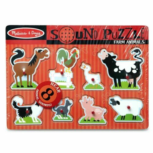 Melissa & Doug Animals Sound Effects Puzzle, 8 Wooden Pegs, Kids Age 2 Years + - Picture 1 of 4