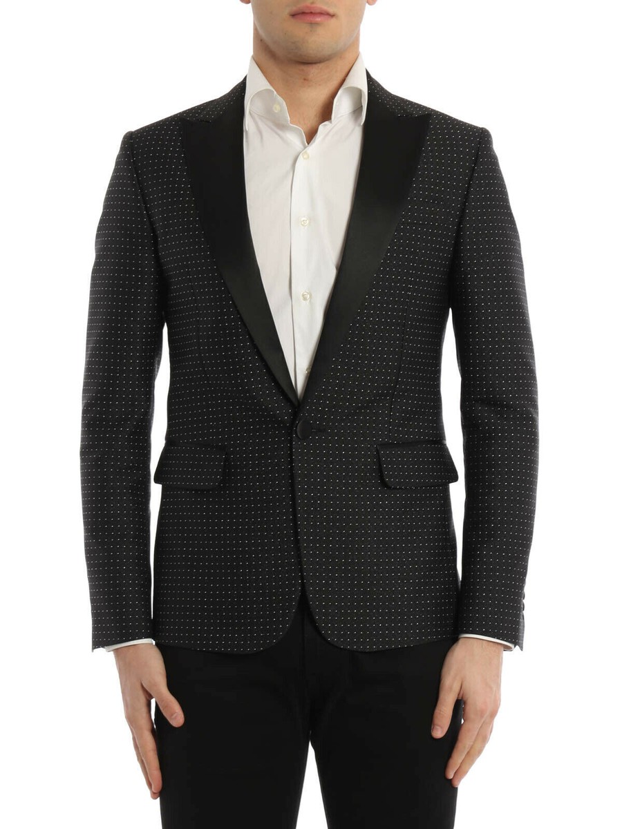 DSQUARED2 テーラードジャケット 48 ブラック　新品同様 $1980 Dsquared2 Micro Patterned Dot Tuxedo Blazer Black Size