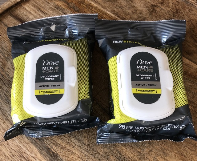 Dove Men Care Deodorant Wipes 2 Packs 50 Towelettes Active + Fresh On