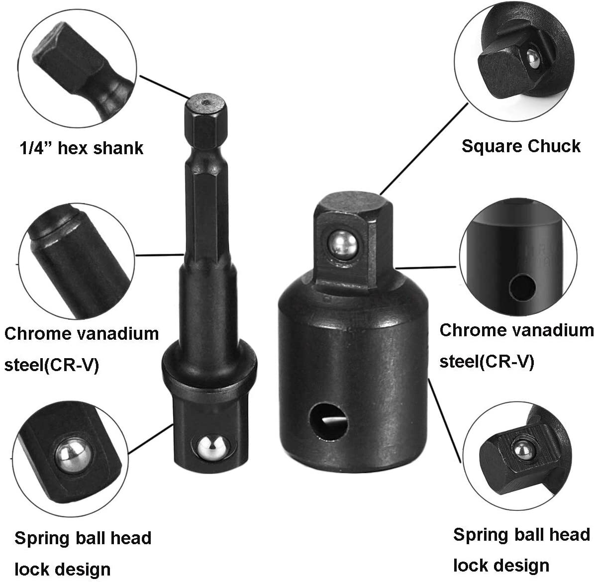 12pcs Drill Socket Adapter and Reducer Hex Extension Bit Set 1/4 3/8 1/