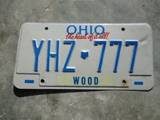 Ohio  license plate #  YHZ  777