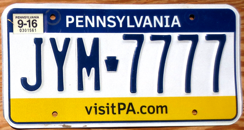 2016 Pennsylvania Nummernschild Nummer 7777 Etikett - $2,99 Start