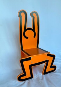 RARE - Orange Keith Haring "Standing Man" Child's Chair (Made in France)