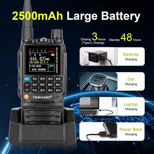 TD-H3 GMRS Radio Portable, Type C & Programmation Sans Fil Walkie Longue Portée 8 Bandes - Photo 3/8