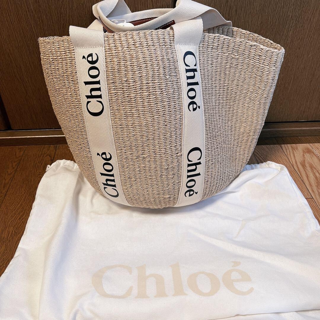 かごバッグ CHLOE WOODY LARGE BASKET BAG WITH WHITE RIBBON Chloe Woody Large Basket Bag – JDEX Styles