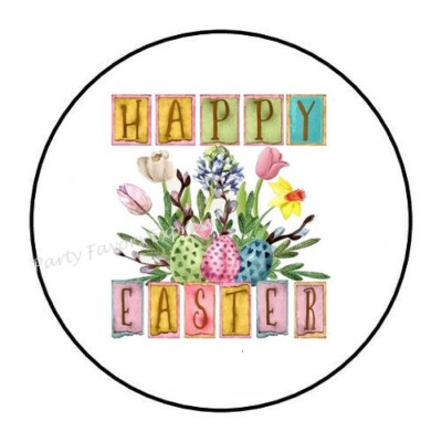 30 HAPPY EASTER ENVELOPE SEALS LABELS PARTY FAVORS STICKERS 1.5'' ROUND