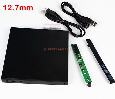 USB 2.0 Slim External Case Enclosure for 12.7mm PATA IDE CD DVD RW Burner Drive