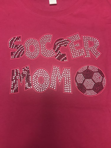 T-shirt donna semi aderente Soccer Mom strass - Medium - Foto 2 di 3