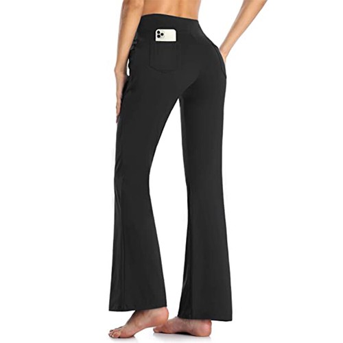 Women Flap Pockets Boot Cut Yoga Pants