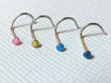 1pc Opal Set Nose Ring Screw 316L Surgical Steel Body Jewelry