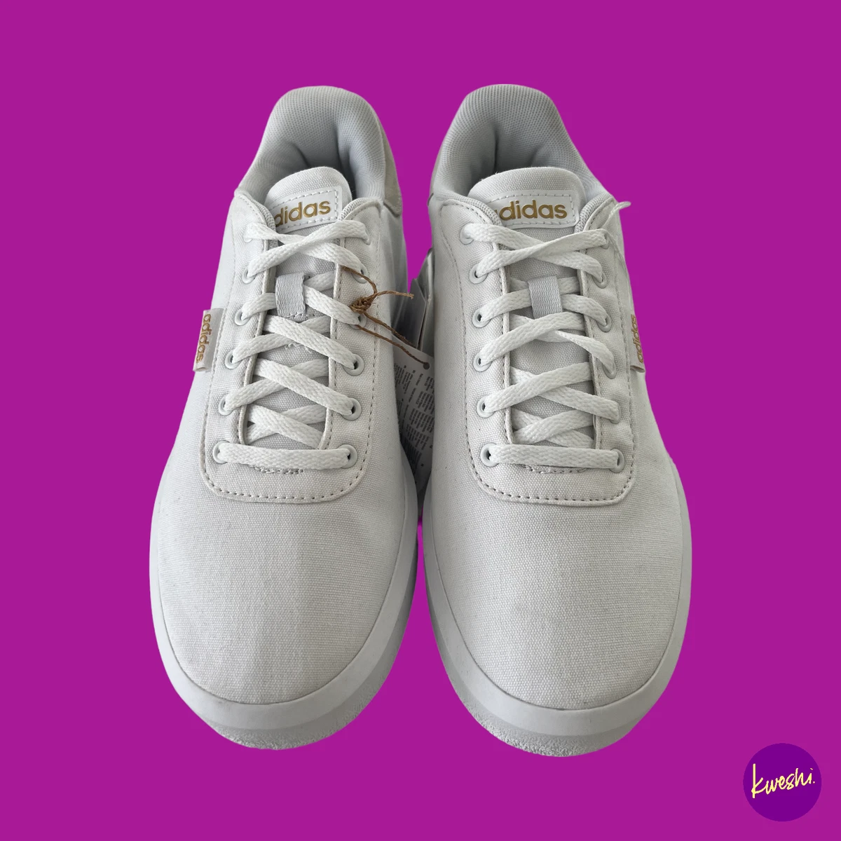 ADIDAS Court Platform Ladies Canvas Sneakers White Cream UK 5.5