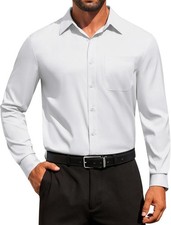 Men's Button Down Dress Shirt Long Sleeve Collared Neck Size X-Large Wrinkle