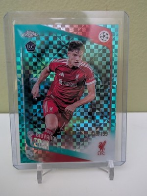 Topps Chrome UEFA CC Giovanni Leoni RC Aqua X-Fractor /199 #73 Liverpool FC