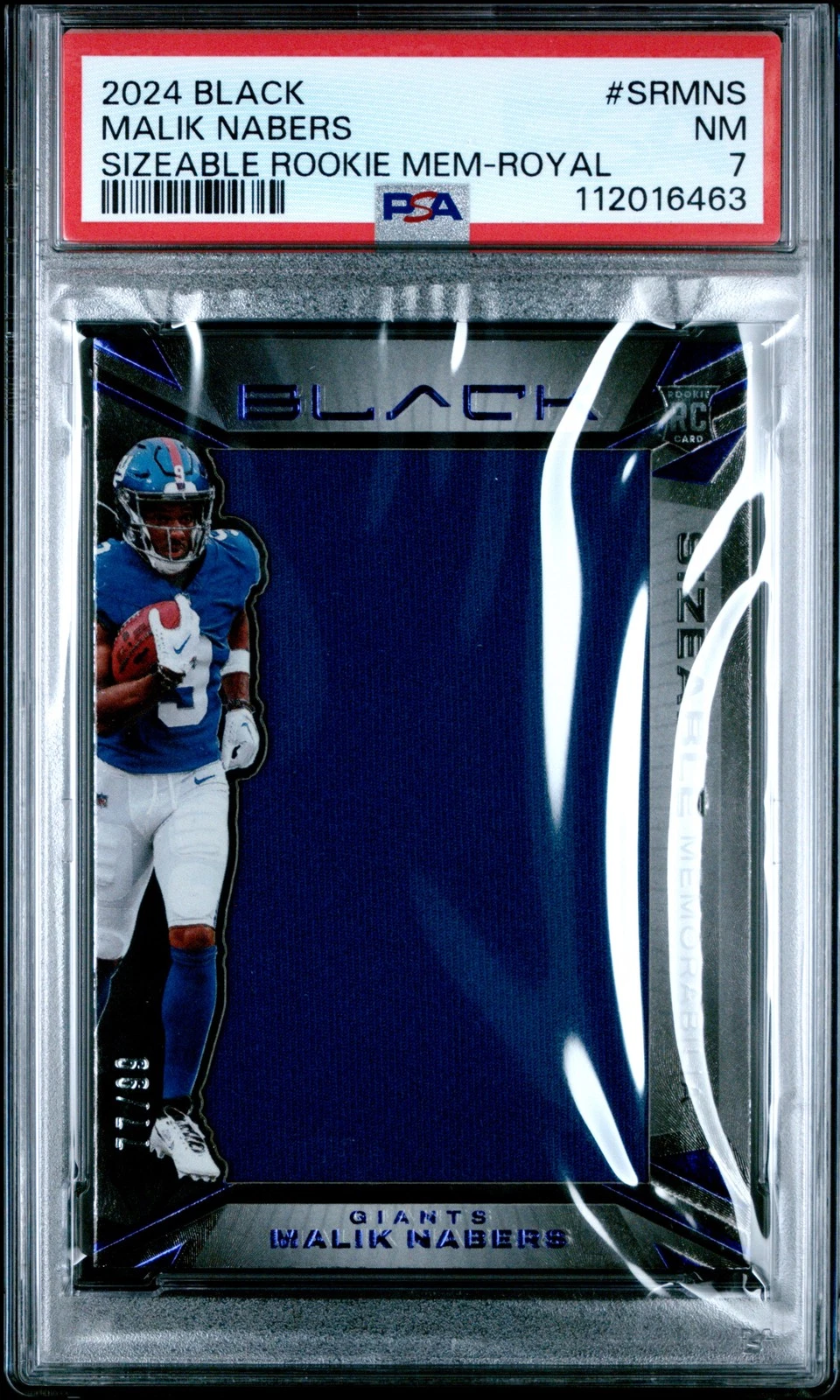 Malik Nabers Panini Black Sizeable Rookie Memorabilia #SRMNS Royal