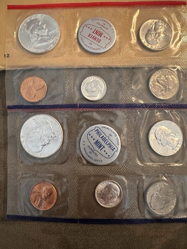 Estados Unidos 1959 sin circular Juego Como Nuevo P&D 90% Plata Como Nuevo - 10 Monedas (Bajo Mntg.) Foto 4 de 4