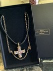 New Real Collectibles by Adrienne Chunky Gemstone Cross Leather /Chain Necklace — photo 5