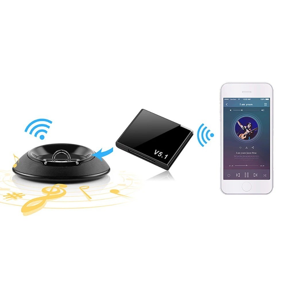Bluetooth 5.1 Music Audio Adapter Receiver 30 Pin Dock Speaker for iPhone iPod