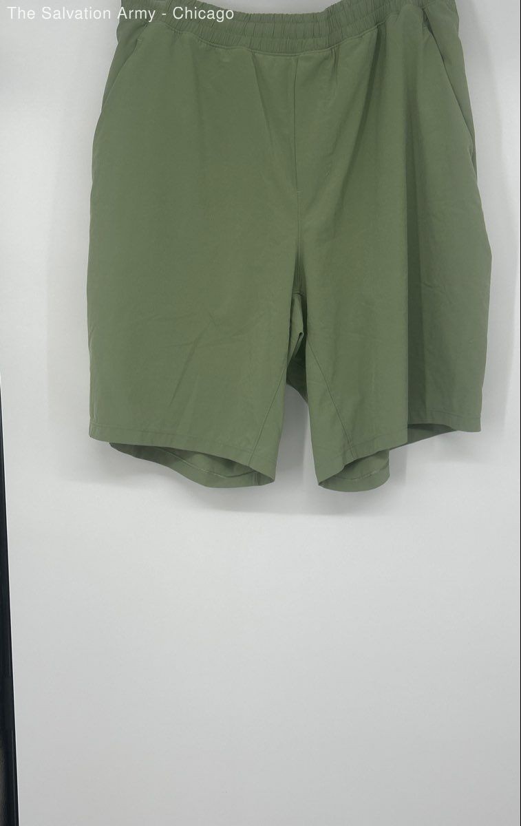 Lululemon Mens Green Elastic Waist Pockets Pull On Athletic Shorts No Size