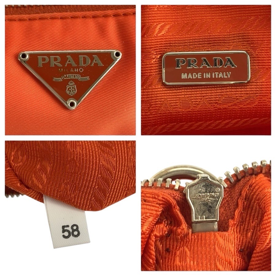 PRADA Tessuto Triangle with logo Handbag accessory pouch Orange SilverHardware — image 3