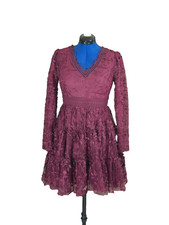 Altar’d State Lace Embroidered Midi Dress Women’s Medium Burgundy Boho