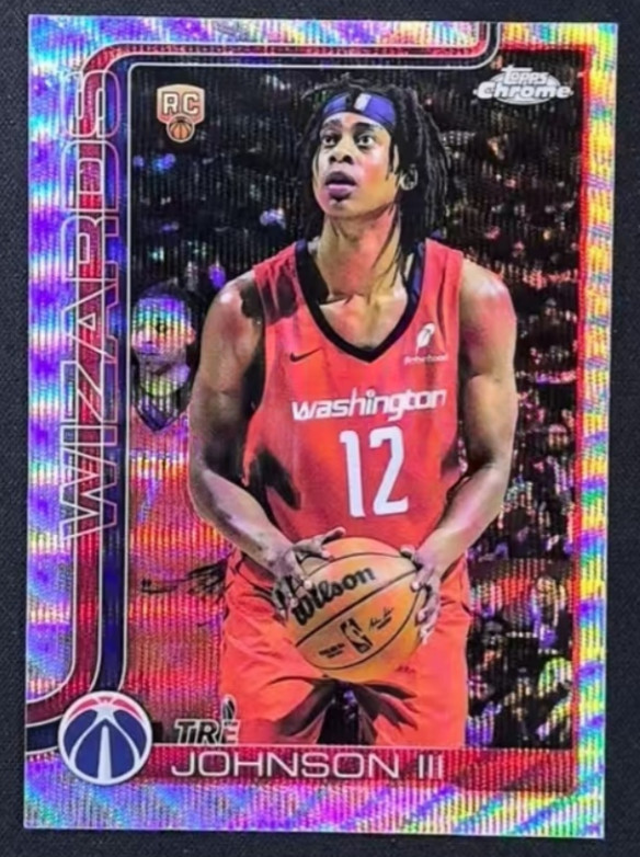 Tre Johnson III 2025-26 Topps Chrome Wave Refractor RC Wizards #256