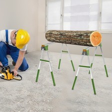 2x Heavy Duty Folding Saw Horse Height Adjustable Work Trestle Stand 1200kg Load