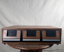 Vintage Cassette Tape Cabinet 3 Drawer Holder Faux Wood Storage Case Holds 42
