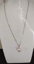 925 Sterling Silver Faux Pearl Pendant Necklace 16 Inch Chain Jewellery Gift