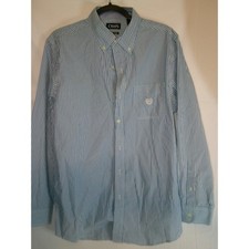 Chaps Mens Medium Button Down Striped Dress Shirt Long Sleeve Casual
