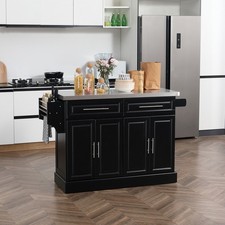 Rolling Kitchen Island Cart with Wheels, Portable Island Table for Kitchen with