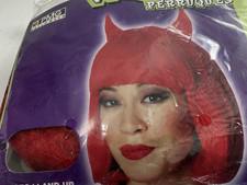 Vintage 2006 PMG Halloween Red Devil Wig Horns Short Bob CSS New Sealed 6574945