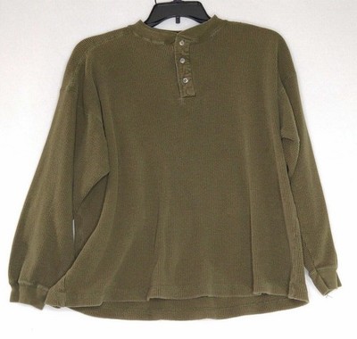 Appalachian Trail Mens Long Sleeve Shirt 3 Button Size XL Solid Green
