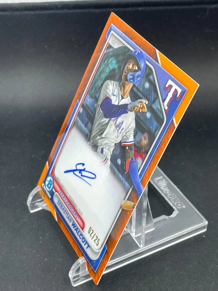 2024 Topps Bowman Chrome - Orange Shimmer - Sebastian Walcott - Autograph - #/25 - Image 2 of 4