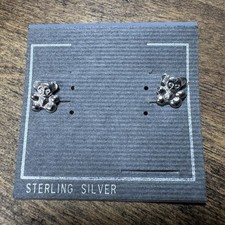 Pair Of Kids Sterling Silver Teddy Bear Stud Earrings