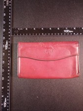 Vintage Rolfs Burgundy Leather Checkbook Wallet Embossed Rose Kiss Lock Purse
