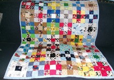Handmade Patchwork Baby Boy's Crib Quilt, 42 Squares of 9 Pieces, 44" x 48"
