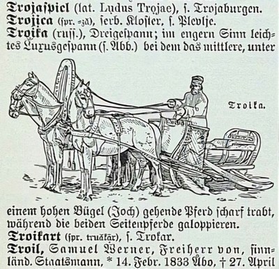 Alte Lithographie,Troja, Troika, Trollblumr, Homers ''Illias & Odyssee'', ca. 1920
