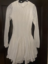Zimmermann Mini Dress White Lace Long Sleeve Ruffle Zig Zag Bodycon Size M