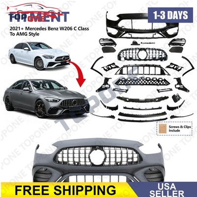 Fit Mercedes Benz W206 C Class To AMG Style 2021+ Complete Bumper Cover Front
