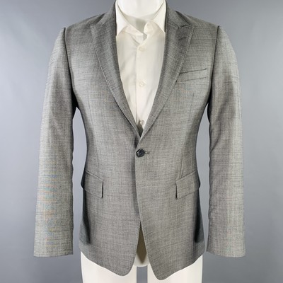 EMPORIO ARMANI Size 36 Grey Wool Silk Peak Lapel Sport Coat