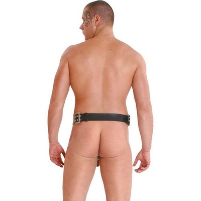 Neu Ledapol Ledergürtel mit Hodenring one size Schwarz Neu