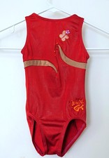 GK Carly Patterson Gymnastics Leotard Foil Red Butterfly Applique Size CXS