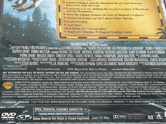 Harry Potter and The Prisoner of Azkaban 2-Disc DVD Full Screen Edition SEALED - Image 4 of 4