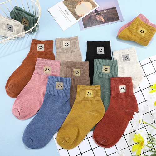 10 Paar Damen Knöchel Crew Socken süß Lächeln Gesicht weich Baumwolle atmungsaktiv Geschenkset - Bild 2 von 6