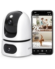 Dual-Lens 2K+2K Indoor Security Camera, House Security Camera 360°Full