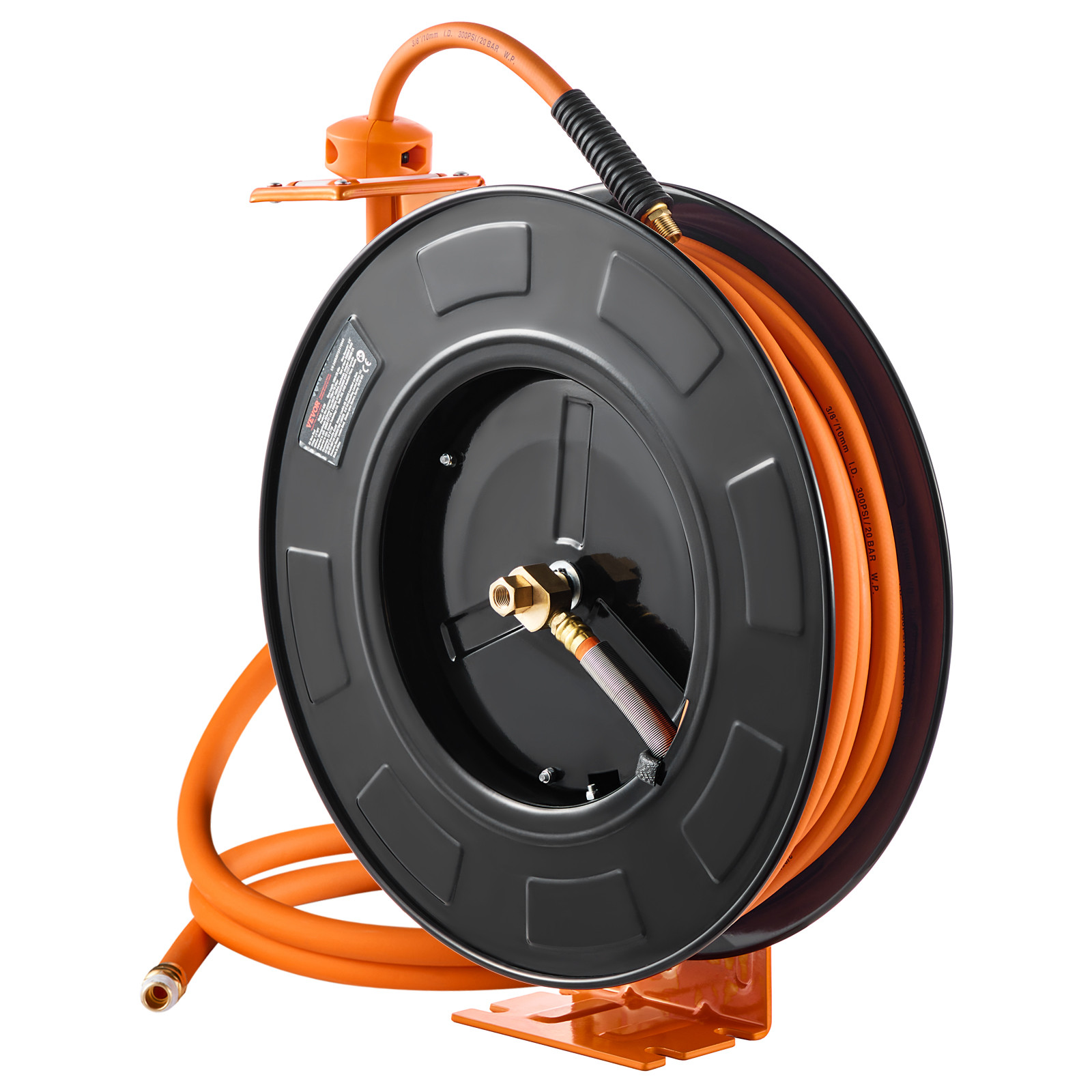 VEVOR Retractable Air Hose Reel 3/8 IN x 100 FT Rubber Air Hose Reel Max 300 PSI