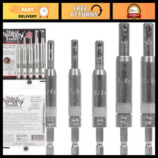 5pc Self-Centering Hinge Drill Bit Set for Cabinets - USA Made, #2-14 Size