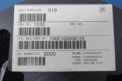 NXP  74HC1G00GW125 Qty of 250 per Lot IC 2-IN NAND GATE SC88A-5