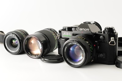 Near MINT Canon AE-1 Progam New SLR Set 3x Objektive JAPAN 50mm f/1.4